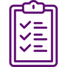 Purple clip board icon.