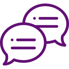 Purple messaging icon.