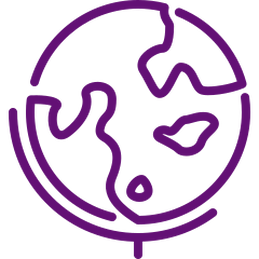 Purple globe icon.