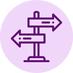 Purple sign icon.