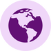 Purple globe icon.