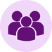 Purple leadership outline of people icon.